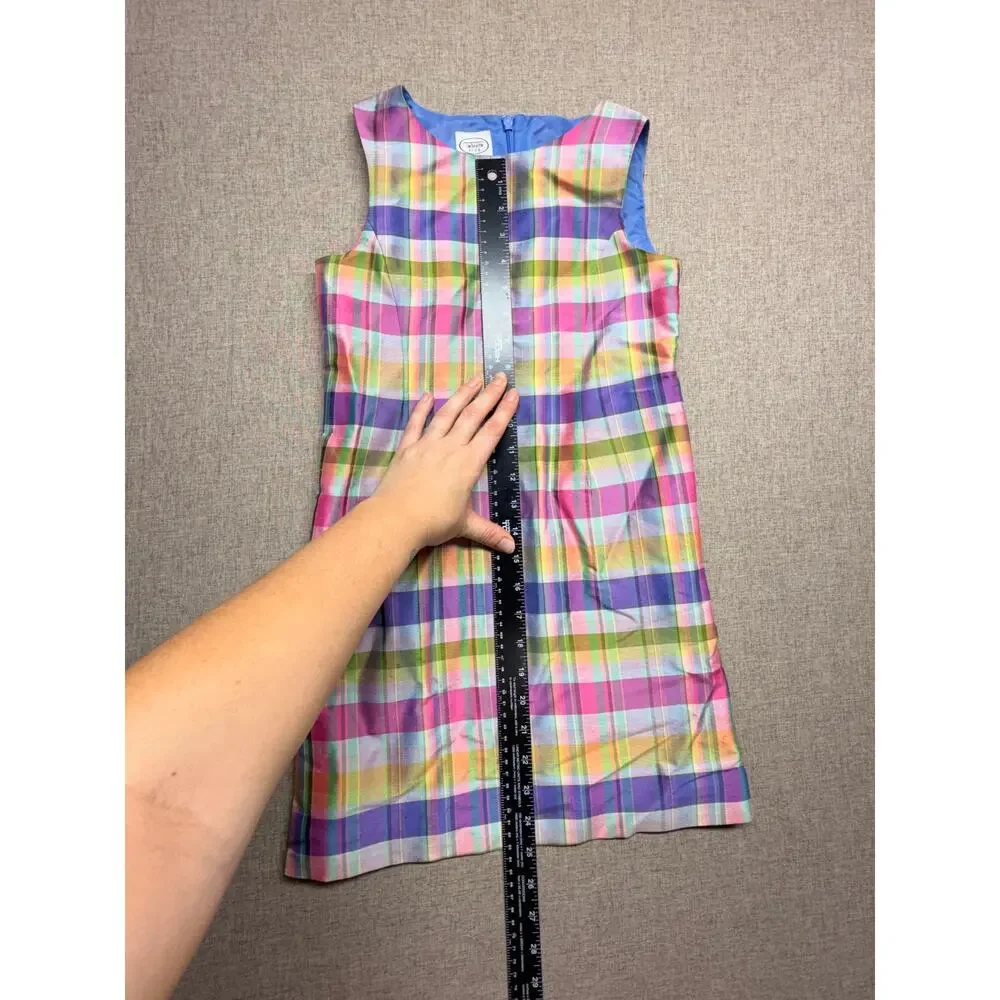 Talbots Kids Girls Size 7 100% Silk Plaid Shift Dress Multicolor Preppy